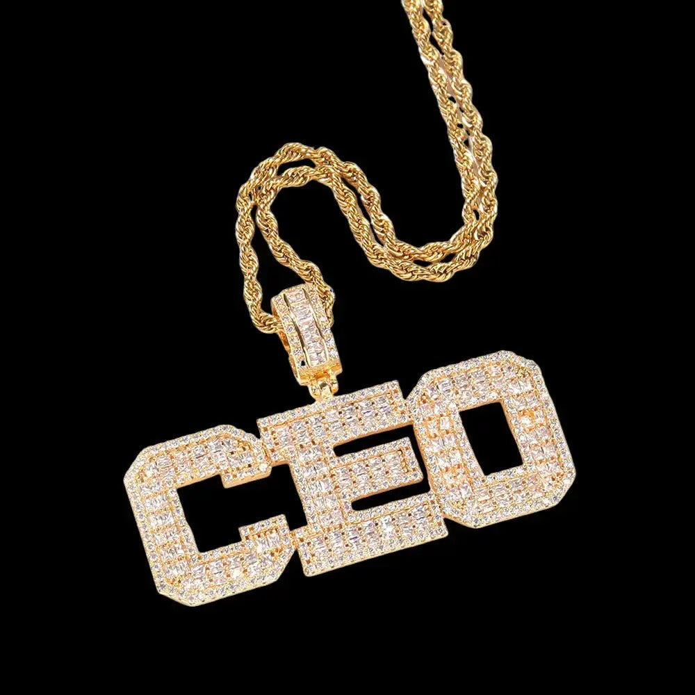 Custom square cut letter name pendant BigBagBling