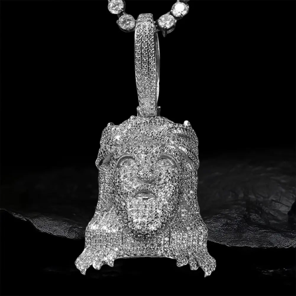 Iced Jesus Pendant in White Gold BigBagBling