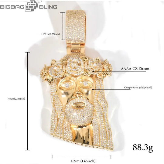 Iced Jesus Pendant with Rose  Pendant BigBagBling