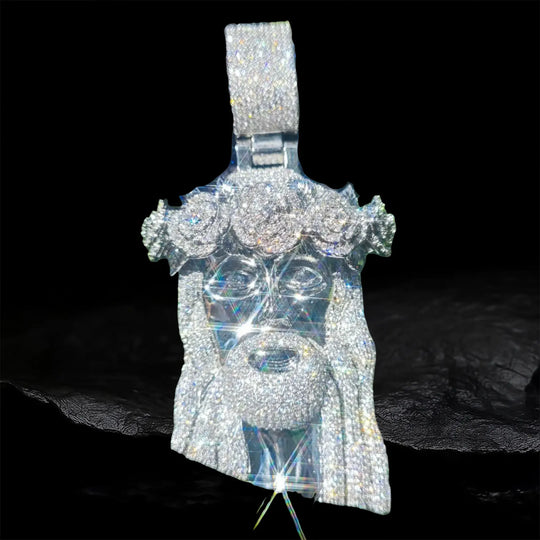 Iced Jesus Pendant with Rose  Pendant BigBagBling