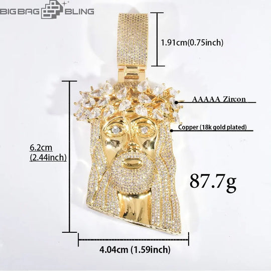 Iced Jesus Pendant with Teardrop Wreath  Pendant BigBagBling