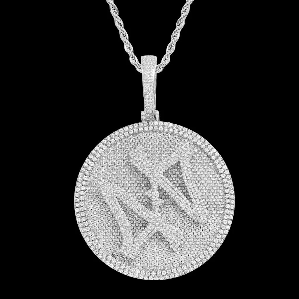 Iced Out 44 Roulette Pendant in White Gold BigBagBling