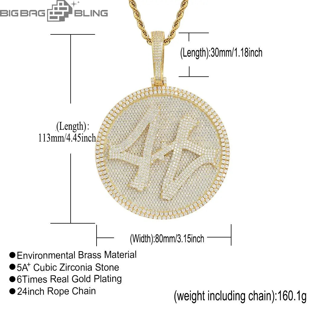 Iced Out 44 Roulette Pendant in White Gold BigBagBling
