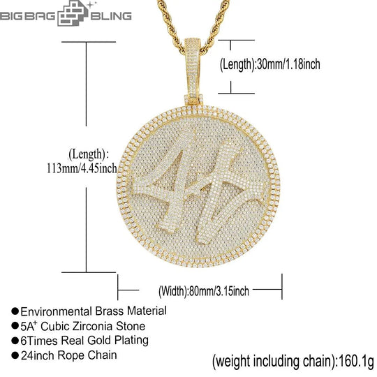 Iced Out 44 Roulette Pendant in White Gold BigBagBling