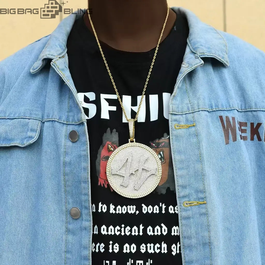 Iced Out 44 Roulette Pendant in White Gold BigBagBling