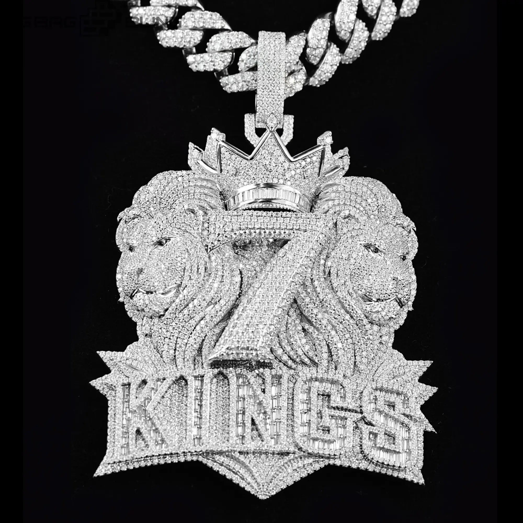 Iced Out 7 Double Lion Pendant - Pre Order BigBagBling