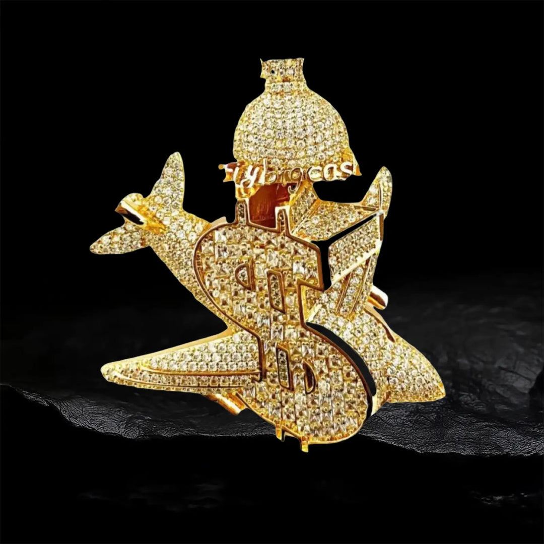 Iced Out Aircraft shape Pendant BigBagBling