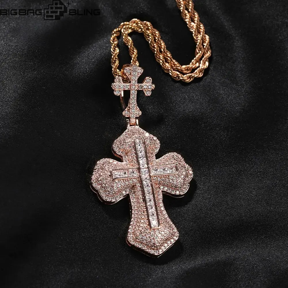 Iced Out  Diamond Cross Pendant BigBagBling