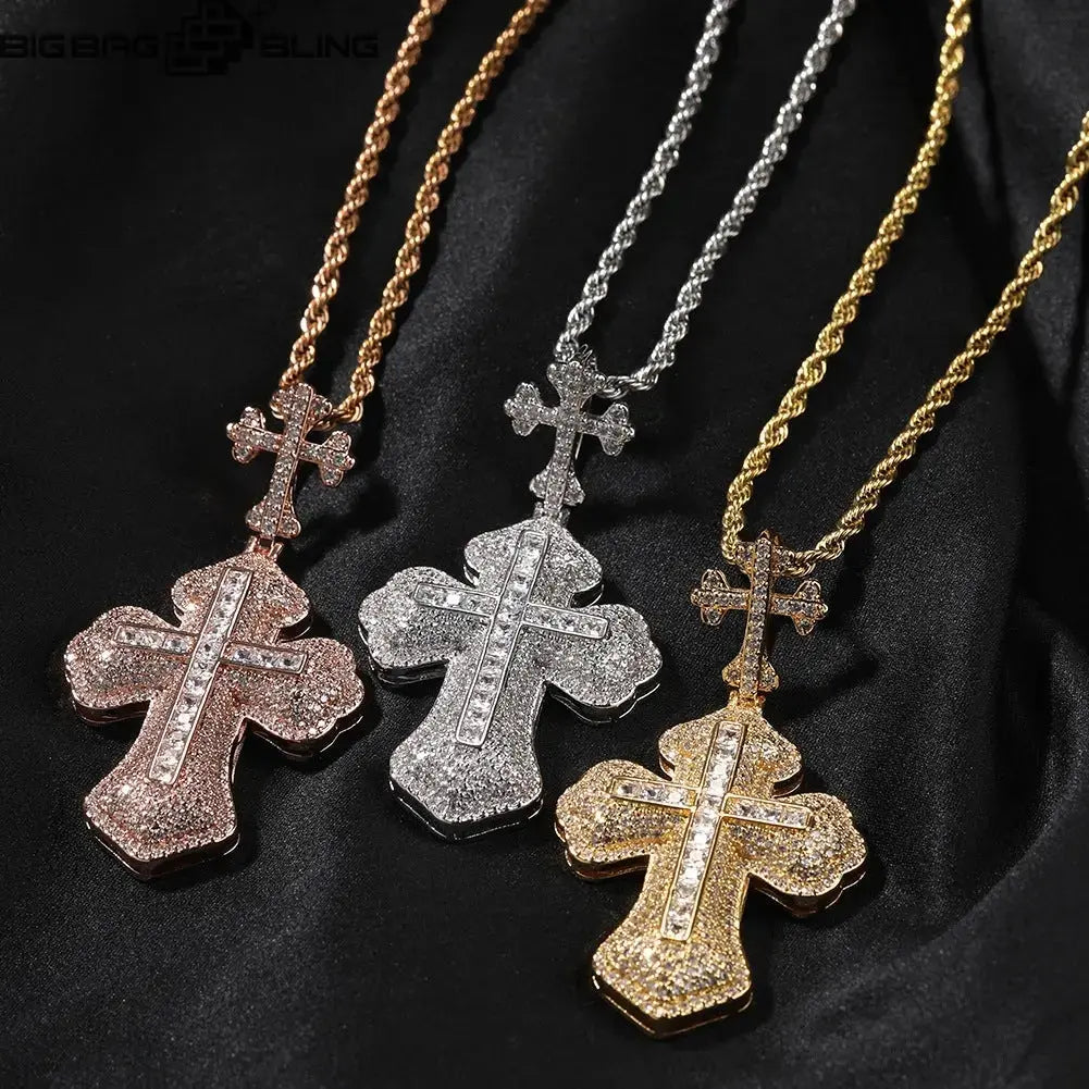 Iced Out  Diamond Cross Pendant BigBagBling