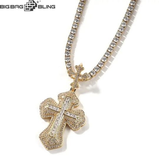 Iced Out  Diamond Cross Pendant BigBagBling