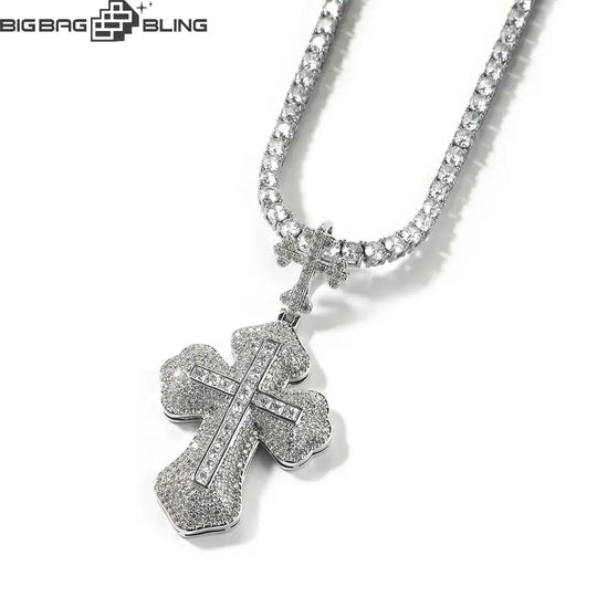 Iced Out  Diamond Cross Pendant BigBagBling