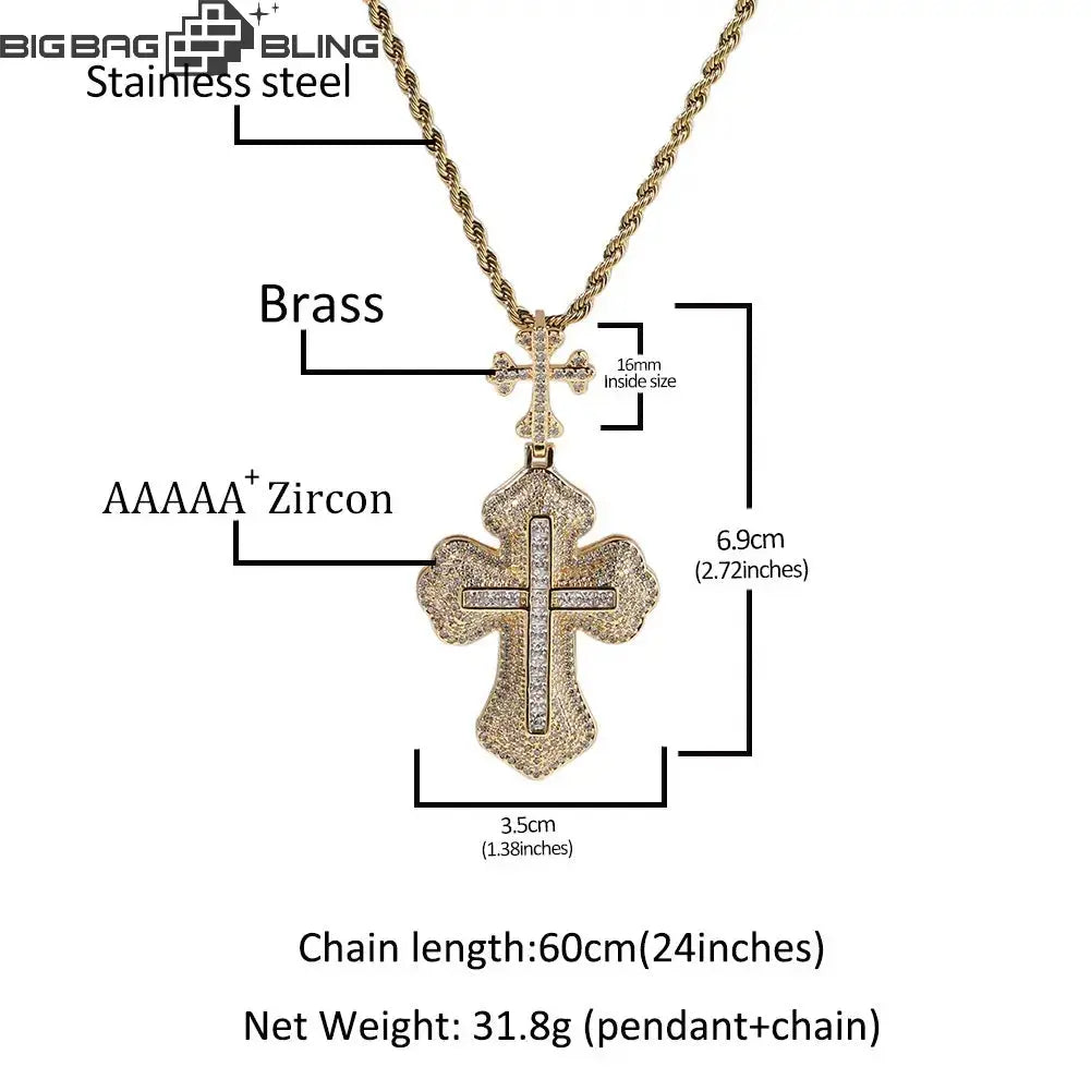 Iced Out  Diamond Cross Pendant BigBagBling