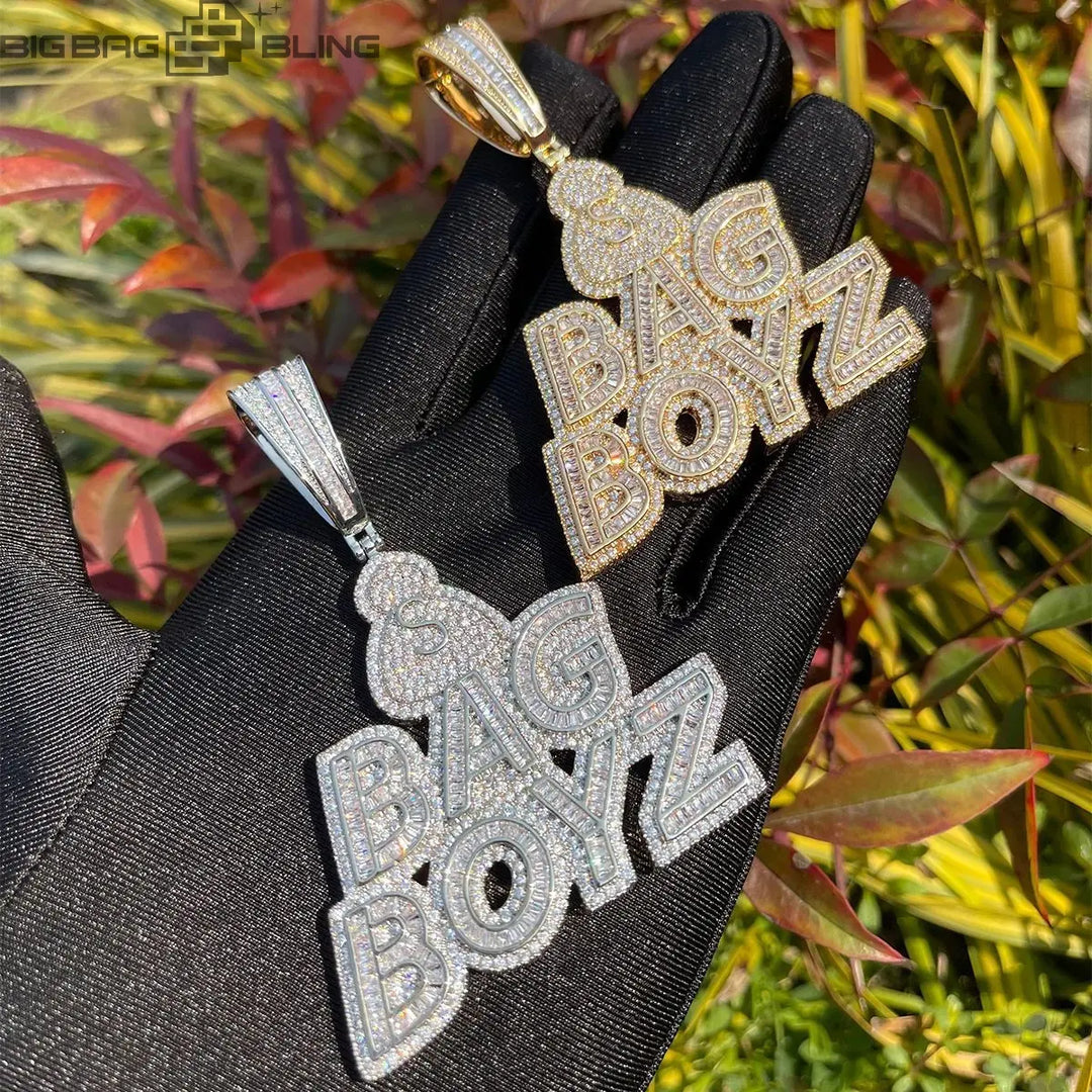 Iced Out BAG BOYZ letter Pendant BigBagBling