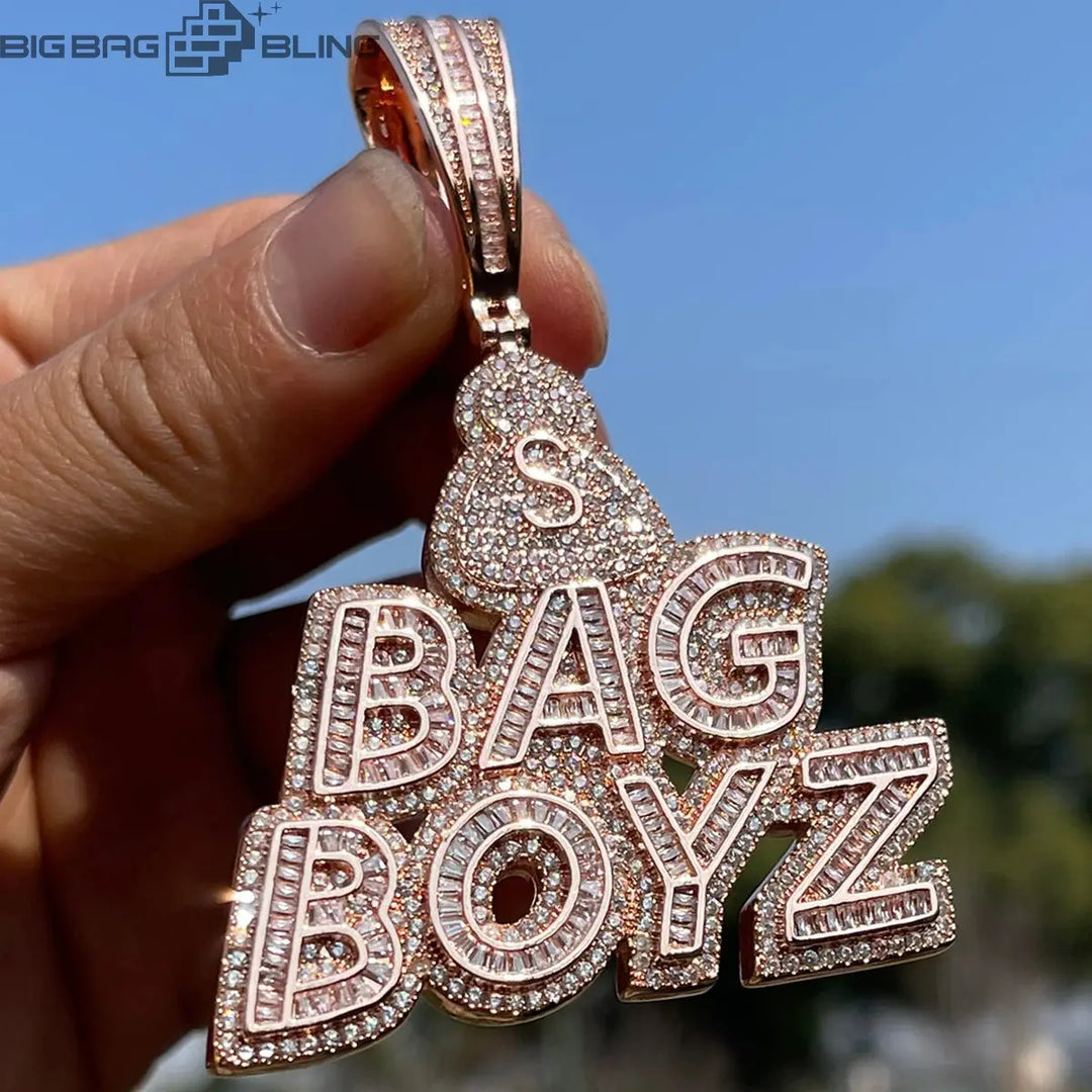 Iced Out BAG BOYZ letter Pendant BigBagBling