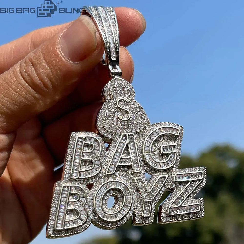 Iced Out BAG BOYZ letter Pendant BigBagBling