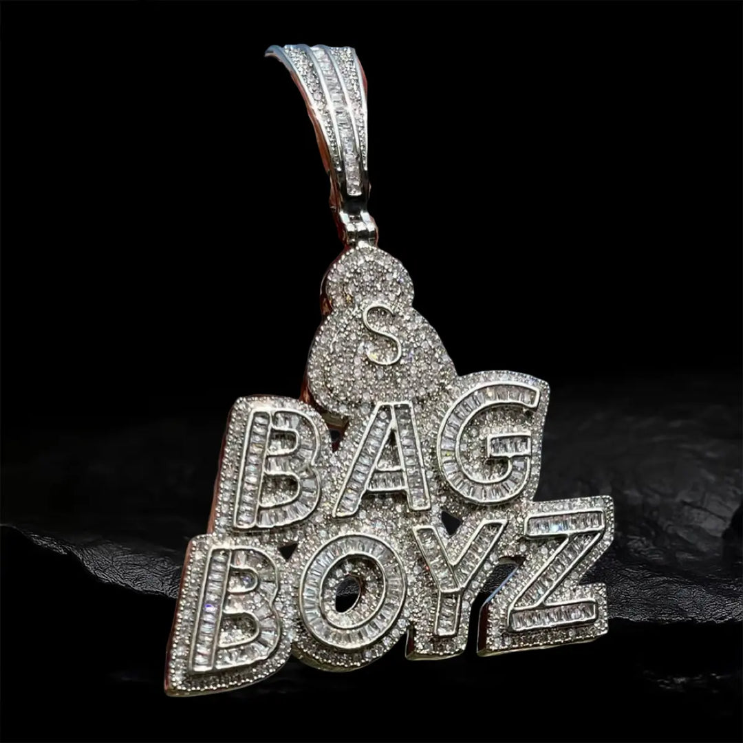 Iced Out BAG BOYZ letter Pendant BigBagBling