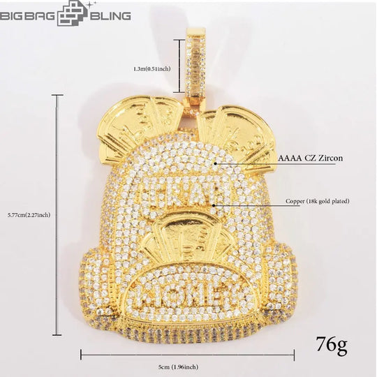 Iced Out Backpack shape Pendant BigBagBling