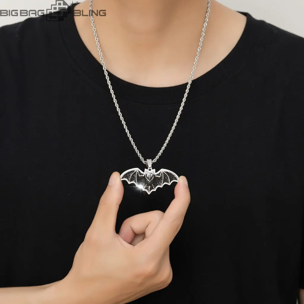 Iced Out Bat Pendant BigBagBling