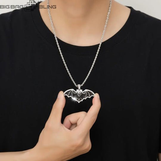 Iced Out Bat Pendant BigBagBling