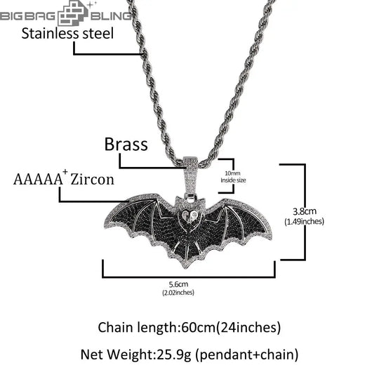 Iced Out Bat Pendant BigBagBling