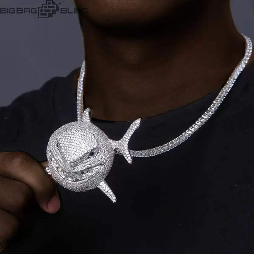 Iced Out Big Shark  Pendant BigBagBling