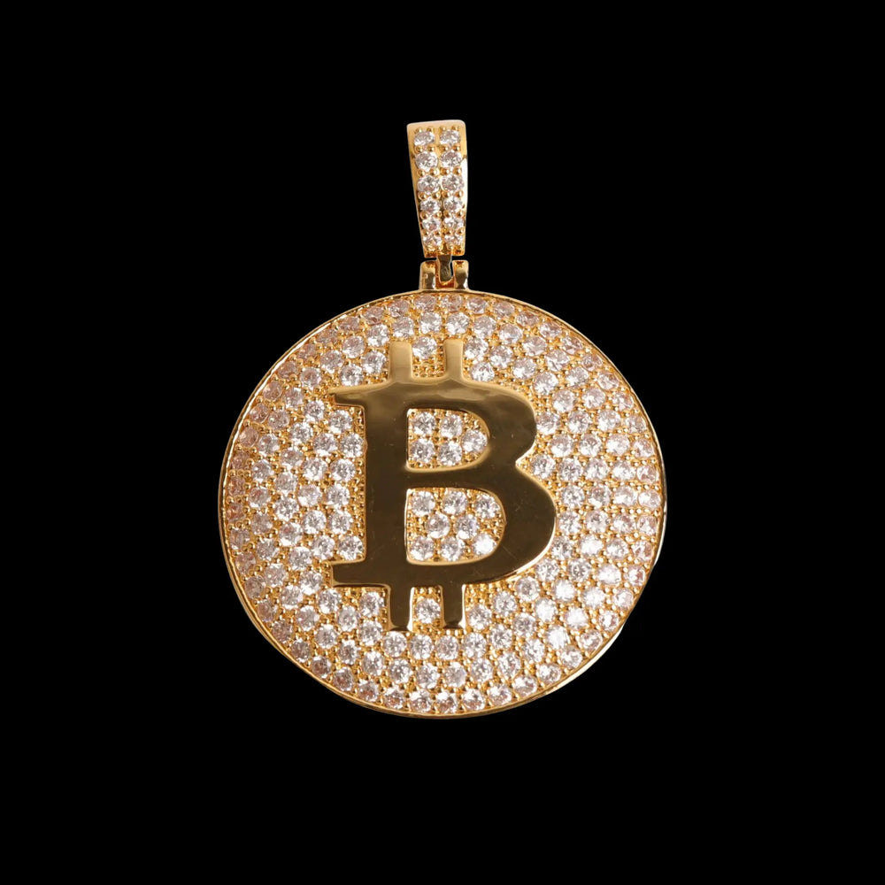 Iced Out Bitcoin Disk Pendant BigBagBling