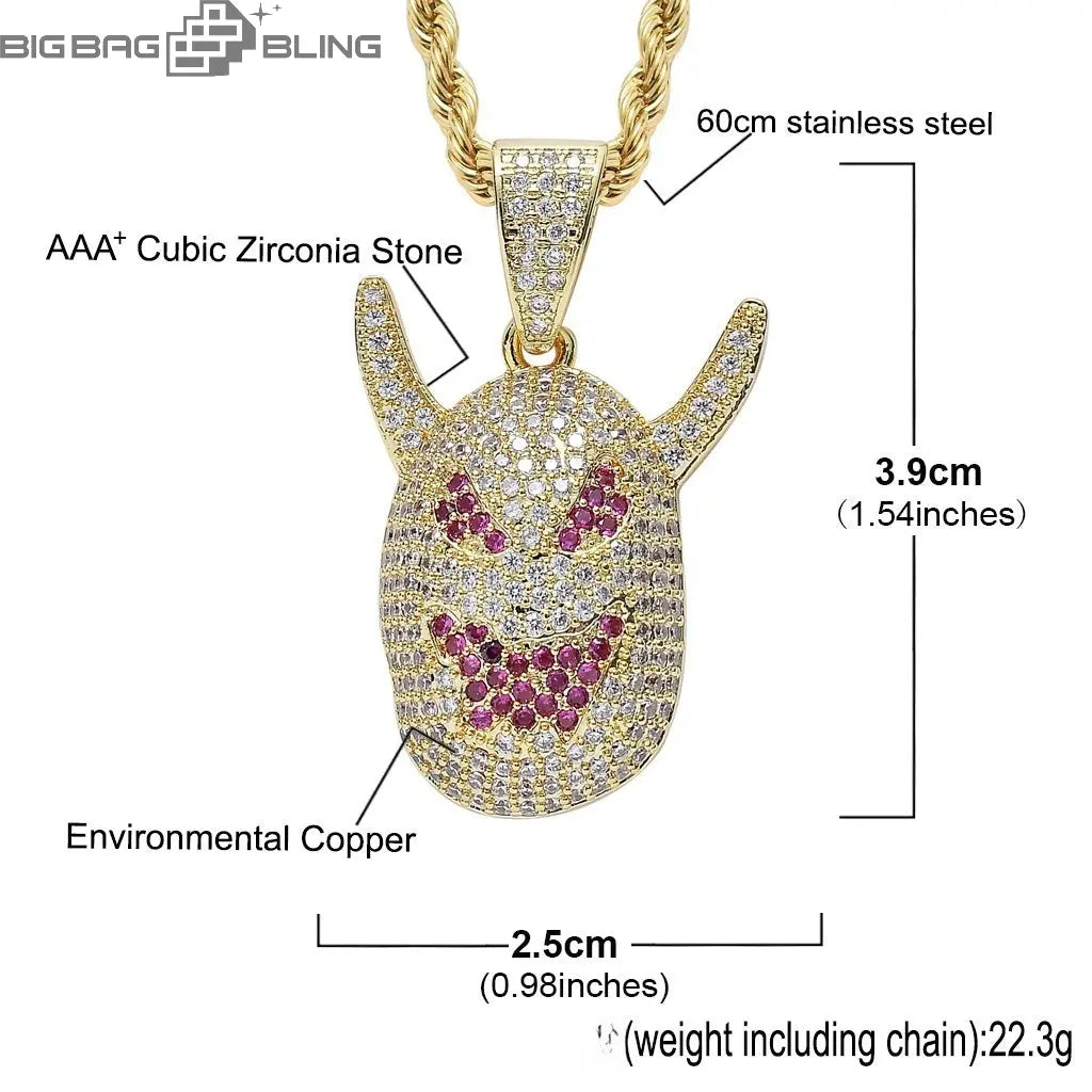 Iced Out Bling Devil Pendant BigBagBling
