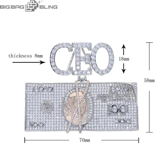 Iced Out CEO Letter Dollar Pendant BigBagBling