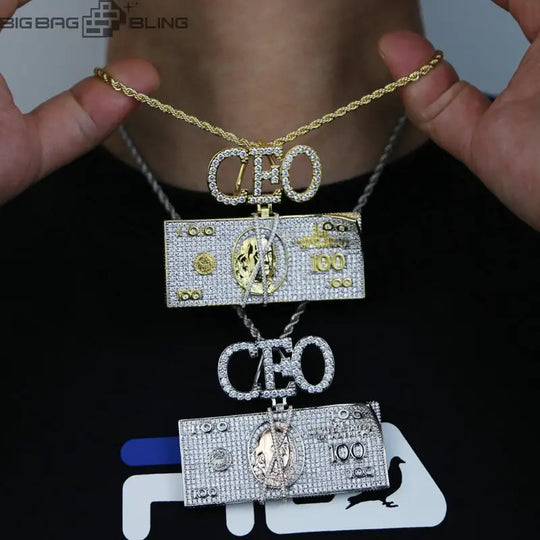 Iced Out CEO Letter Dollar Pendant BigBagBling