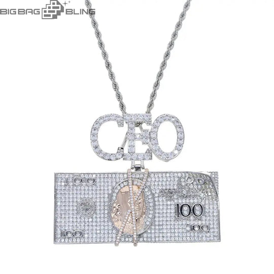 Iced Out CEO Letter Dollar Pendant BigBagBling