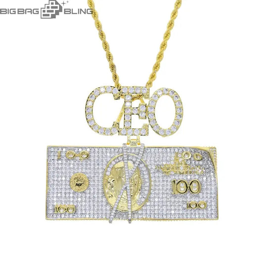 Iced Out CEO Letter Dollar Pendant BigBagBling