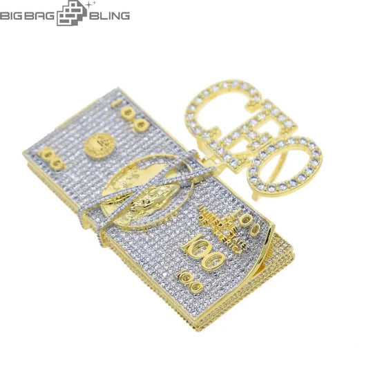 Iced Out CEO Letter Dollar Pendant BigBagBling