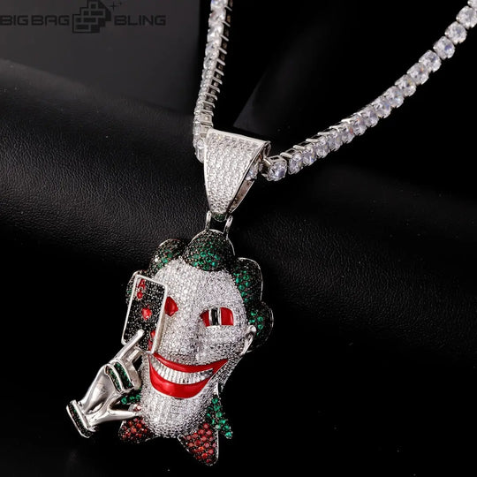 Iced Out Clown Cards Pendant BigBagBling