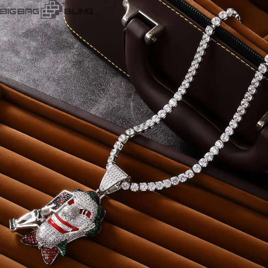 Iced Out Clown Cards Pendant BigBagBling