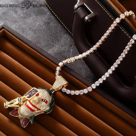 Iced Out Clown Cards Pendant BigBagBling