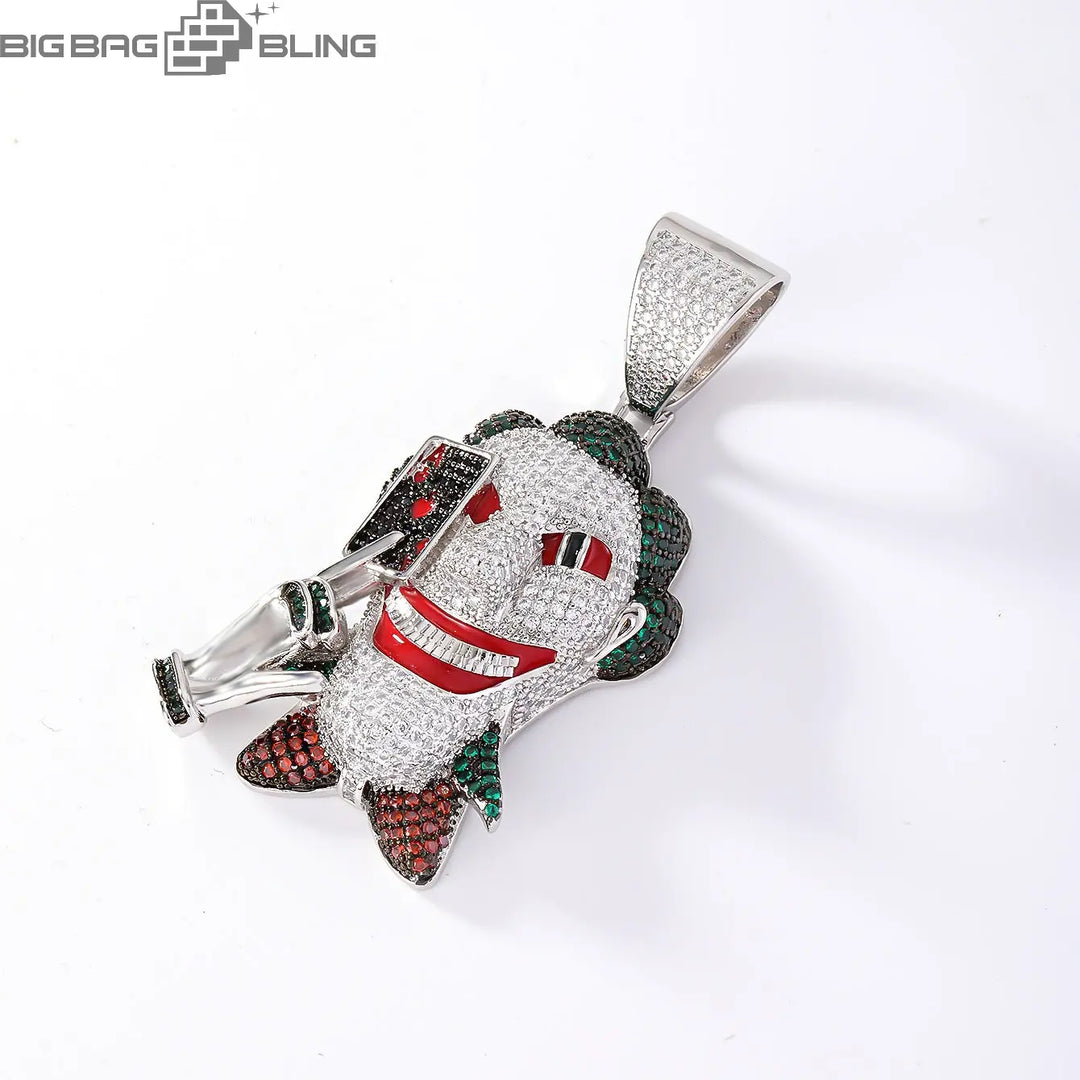 Iced Out Clown Cards Pendant BigBagBling