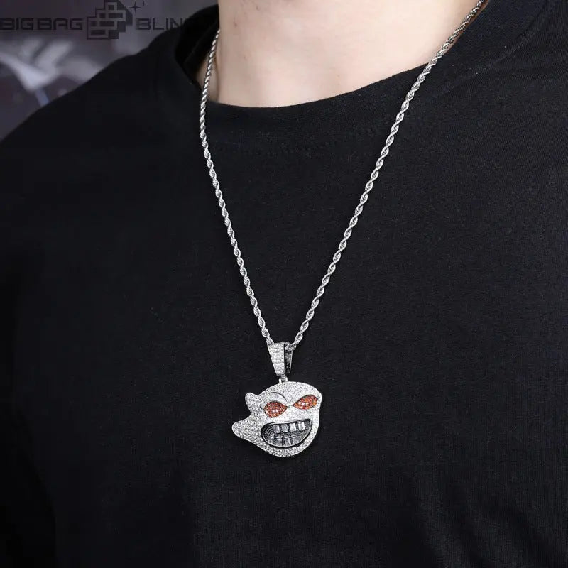 Iced Out Creepy Ghost Pendant BigBagBling
