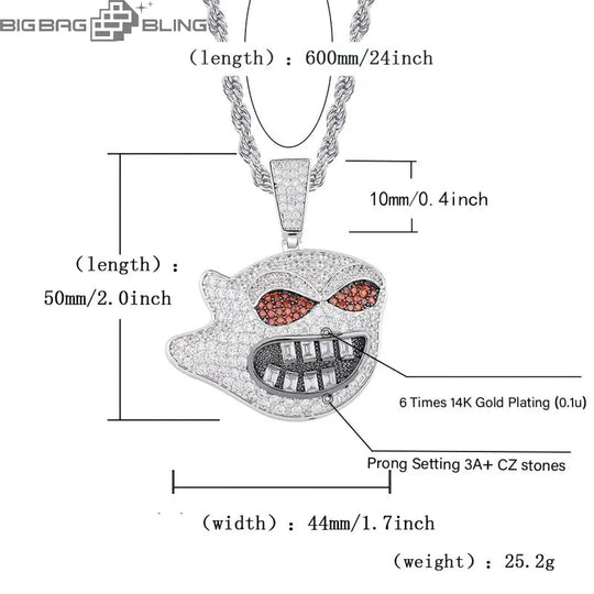 Iced Out Creepy Ghost Pendant BigBagBling