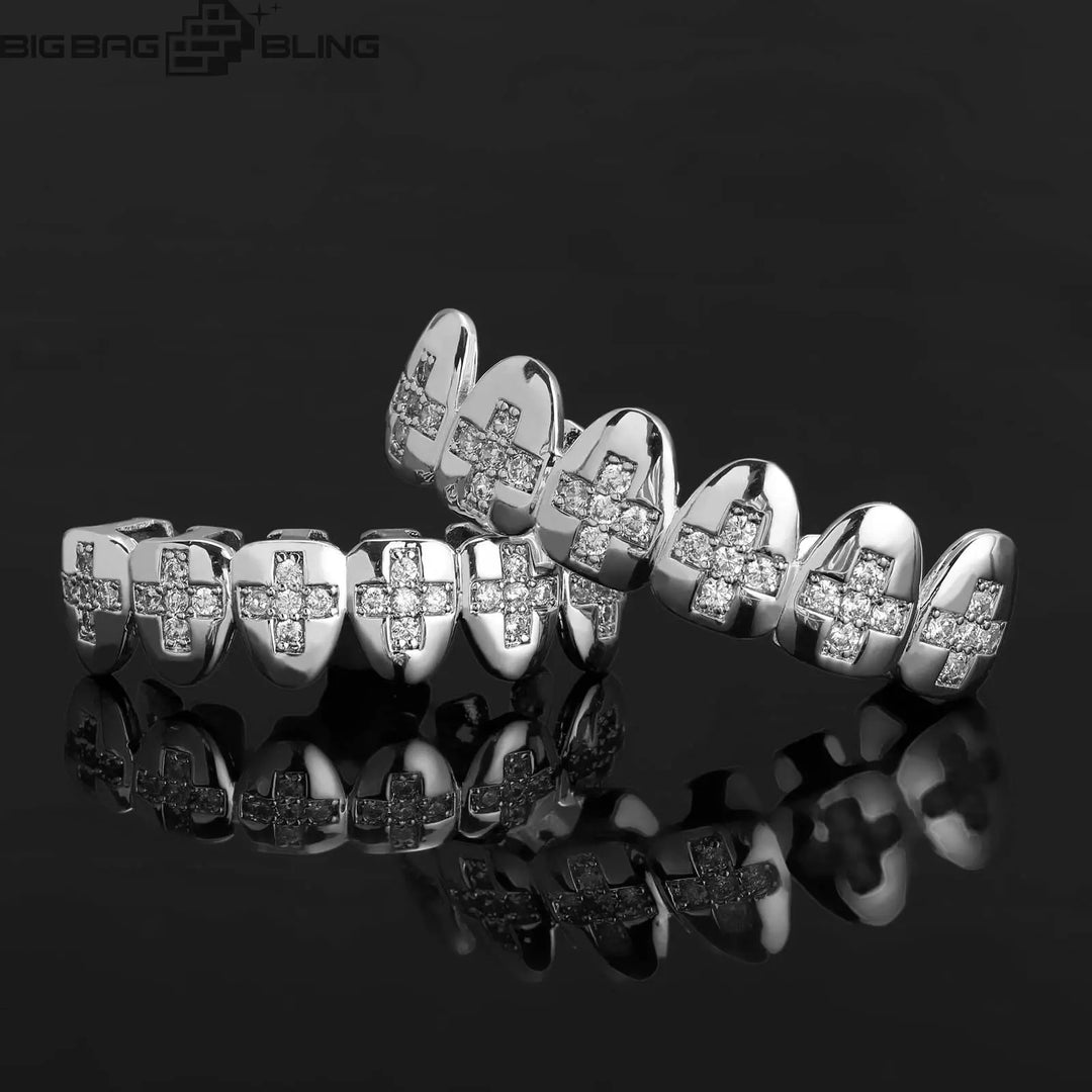 Iced Out Cross braces Grillz BigBagBling
