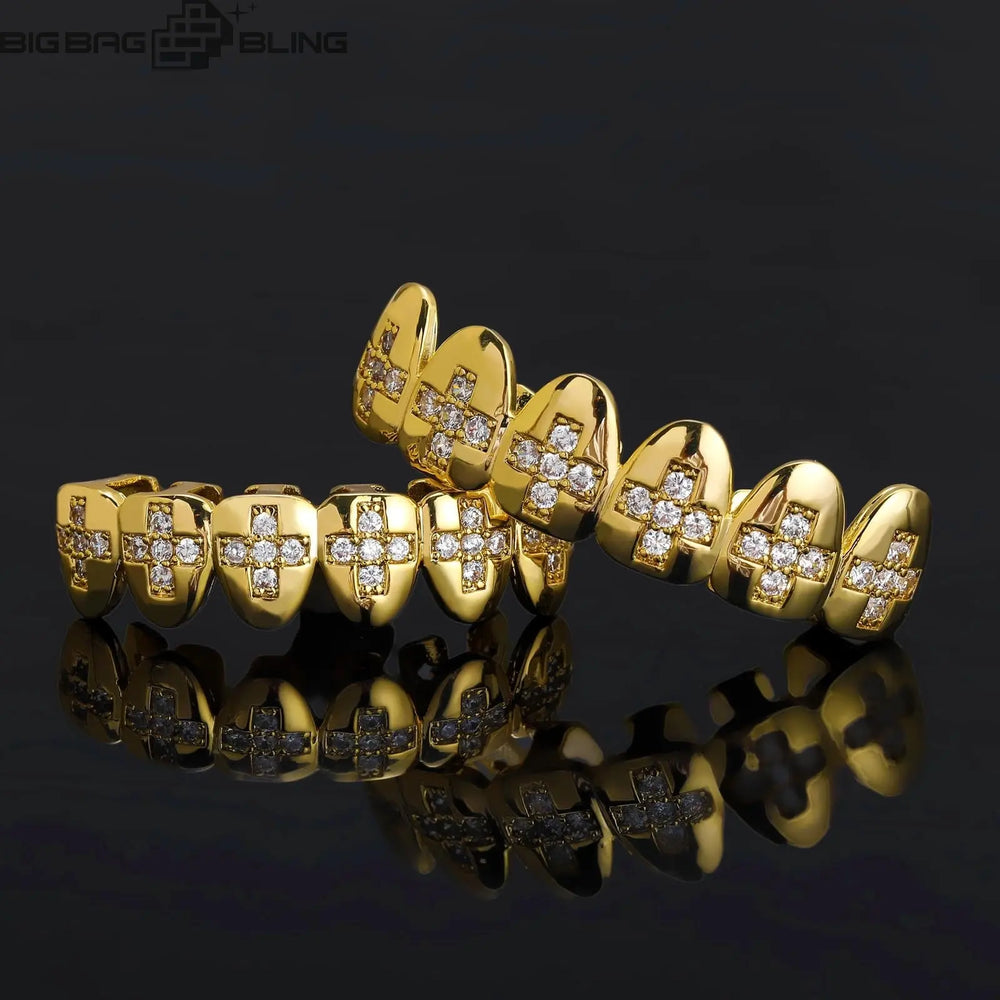 Iced Out Cross braces Grillz BigBagBling