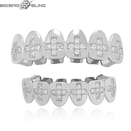 Iced Out Cross braces Grillz BigBagBling