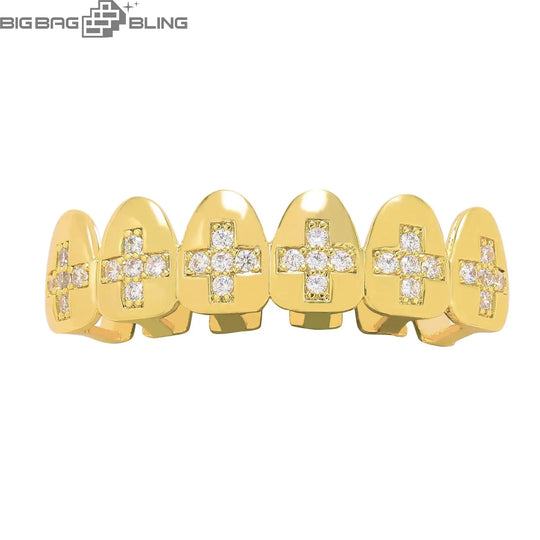 Iced Out Cross braces Grillz BigBagBling