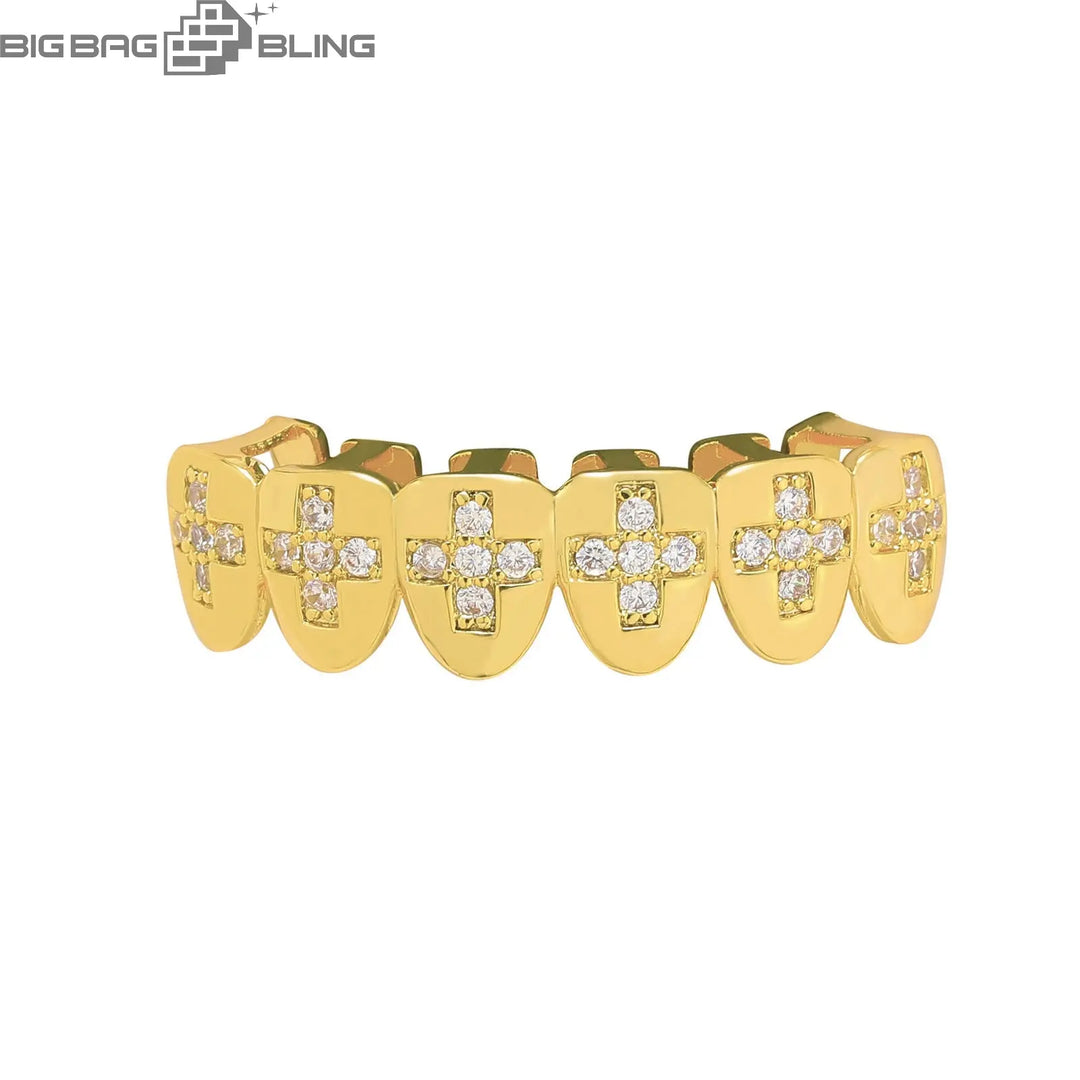 Iced Out Cross braces Grillz BigBagBling