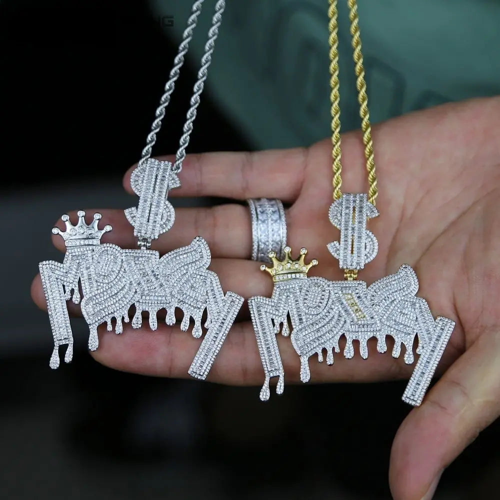 Iced Out Crown letter Pendant BigBagBling