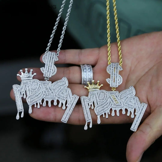 Iced Out Crown letter Pendant BigBagBling