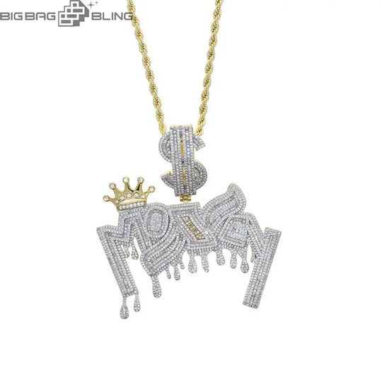 Iced Out Crown letter Pendant BigBagBling