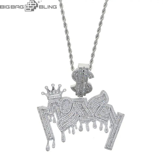 Iced Out Crown letter Pendant BigBagBling