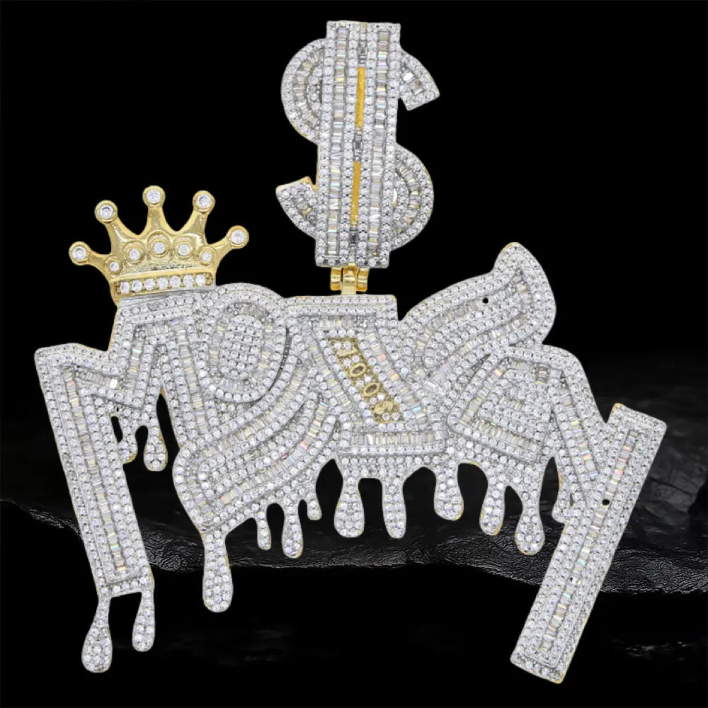 Iced Out Crown letter Pendant BigBagBling