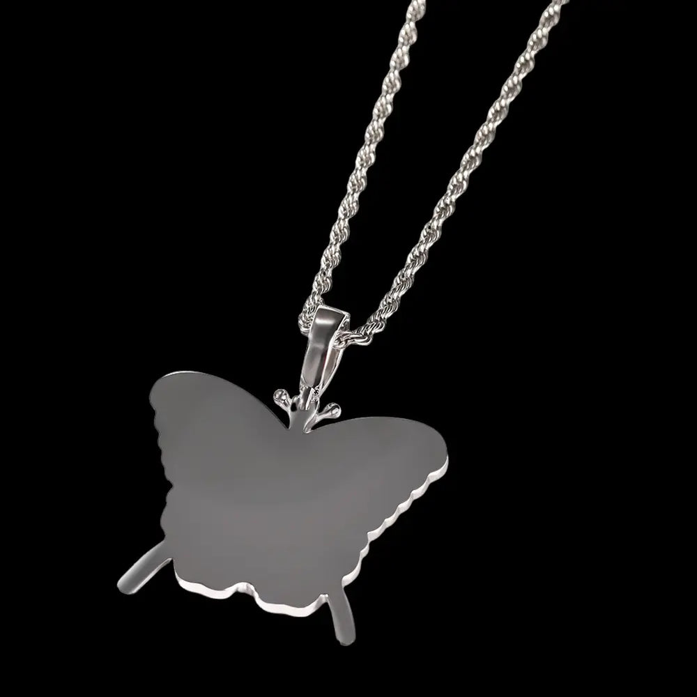 Iced Out Custom Butterfly shape Picture Pendant BigBagBling