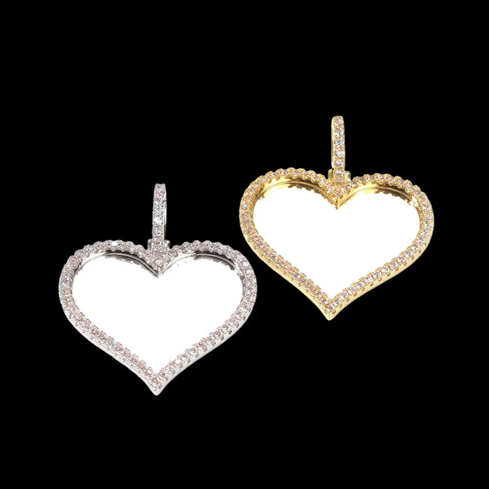 Iced Out Custom Heart shape Picture Pendant BigBagBling